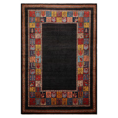 8x10 Charcoal, Gold, Rust Color Hand Knotted All-Over 100% Wool Traditional Oriental Rug