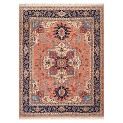 8x10 Peach Hand Knotted Traditional Wool Oriental Area Rug