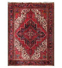 6x9 Red, Ivory, Charcoal Color Hand Knotted Persian 100% Wool Traditional Oriental Rug