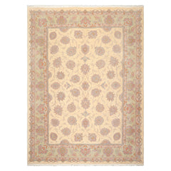 9x12 Ivory, Mint, Blue Color Hand Knotted All-Over 100% Wool Traditional-Persian/Oriental Oriental Rug
