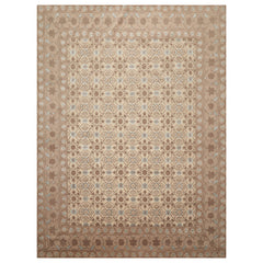 8x10 Beige, Brown, Blue Color Hand Knotted Persian Wool & Silk Transitional Oriental Rug