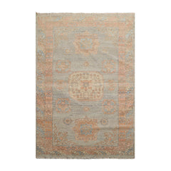 4x6 Mint, Blush, Beige Color Hand Knotted Afghan Oushak 100% Wool Traditional Oriental Rug