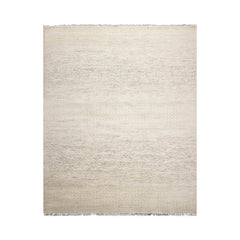 Geometric Modern 8x10 Tibetan Rug in Beige Hand Knotted with Wool and Bamboo Silk