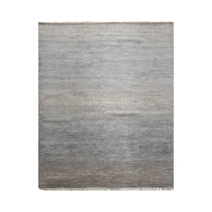 Geometric Modern 8x10 Tibetan Rug in Slate Hand Knotted with Wool and Bamboo Silk
