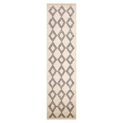 LoomBloom Ivory 3'4''x13'2" Afghan Moroccan Modern Contemporary Tribal Hand Knotted Wool Oriental Area Rug