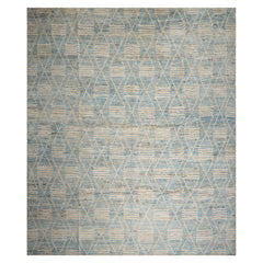 LoomBloom Blue 13'7''x15'11" Afghan Moroccan Modern Contemporary Tribal Hand Knotted Wool Oriental Area Rug