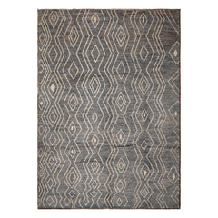 10'1''x13'7" Slate Afghan Moroccan Wool Oriental Area Rug, Hand Knotted, Modern & Contemporary Tribal Motif