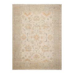 9'x12' Beige Afghan Oushak Wool Oriental Area Rug, Hand Knotted, Traditional Design