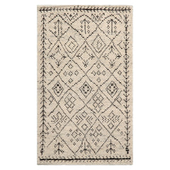 LoomBloom Ivory 3'x5' Afghan Moroccan Modern Contemporary Tribal Hand Knotted Wool Oriental Area Rug