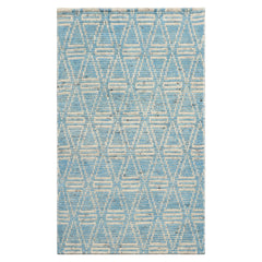 LoomBloom Blue 3'x5' Afghan Moroccan Modern Contemporary Tribal Hand Knotted Wool Oriental Area Rug