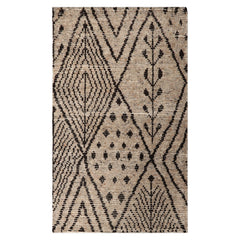 LoomBloom Beige 3'x5' Afghan Moroccan Modern Contemporary Tribal Hand Knotted Wool Oriental Area Rug