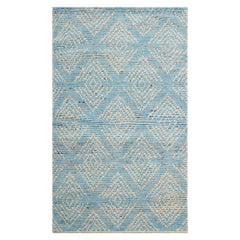 LoomBloom Blue 3'x5' Afghan Moroccan Modern Contemporary Tribal Hand Knotted Wool Oriental Area Rug
