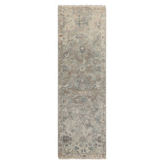 LoomBloom Beige 2'6''x8' Traditional Distressed Quality Hand Knotted Wool Oriental Area Rug