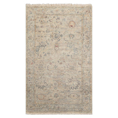 LoomBloom Beige 3'x5' Traditional Distressed Quality Hand Knotted Wool Oriental Area Rug