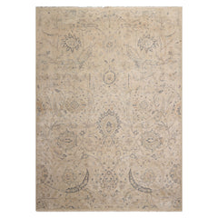 LoomBloom Beige 10'x14' Traditional Distressed Hand Knotted Wool Oriental Area Rug