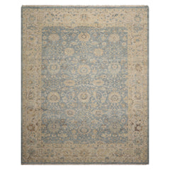 LoomBloom Blue 8'x10' Distressed Traditional Oushak Hand Knotted Wool Oriental Area Rug