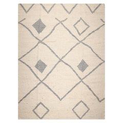 LoomBloom Oat Meal 9'x12' Organic Flatweave Traditional Geometric Hand Woven Wool Oriental Area Rug