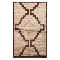 LoomBloom Beige 3'x5' Afghan Moroccan Transitional Hand Knotted Wool Oriental Area Rug