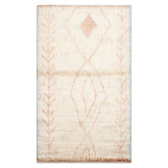 LoomBloom Ivory 3'x5' Afghan Moroccan Tribal Geometric Hand Knotted Wool Oriental Area Rug
