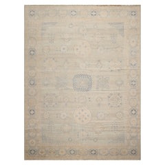 LoomBloom Beige Multi Size Afghan Oushak Transitional Geometric Hand Knotted Wool Oriental Area Rug