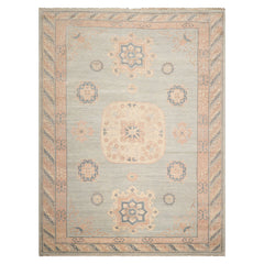 9x12 Mint, Blush, Peach Color Hand Knotted Afghan Oushak Wool Traditional Oriental Rug