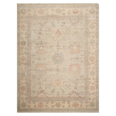9x12 Beige, Peach, Rust Color Hand Knotted Afghan Oushak Wool Traditional Oriental Rug
