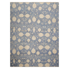 LoomBloom Blue Multi Size Afghan Oushak Transitional All-Over Hand Knotted Wool Oriental Area Rug