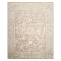 8x10 Brown, Gray, Beige Color Hand Knotted Afghan Oushak Wool Traditional Oriental Rug