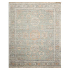 8x10 Mint, Peach, Gray Color Hand Knotted Afghan Oushak Wool Traditional Oriental Rug