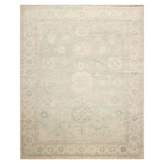 8x10 Mint, Beige, Gray Color Hand Knotted Afghan Oushak Wool Traditional Oriental Rug