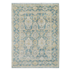 9x12 Turkish Oushak Traditional Aqua Hand Knotted Wool Oriental Area Rug