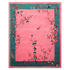 8x10 Bubblegum Pink Turquoise Red Color Hand Tufted Vase New Zealand Wool Oriental Rug