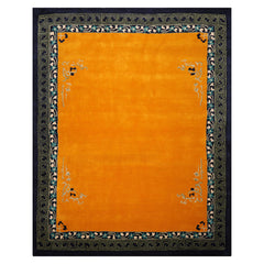 8x10 Gold Navy Ivory Color Hand Tufted Greek Key New Zealand Wool Oriental Rug
