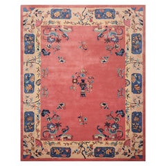8x10 Bubblegum Pink Tan Beige Color Hand Tufted Floral Vase New Zealand Wool Oriental Rug