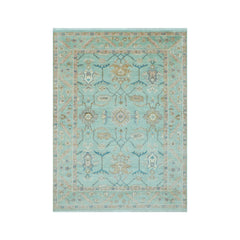 LoomBloom 9x12 Oriental Area Rug in Aqua Traditional Oushak Wool Hand Knotted