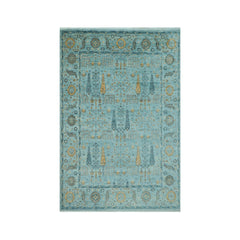 LoomBloom 9x12 Oriental Area Rug in Aqua Traditional Oushak Wool Hand Knotted