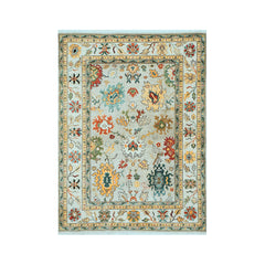 LoomBloom 9x12 Oriental Area Rug in Mint Arts & Crafts Oushak Wool Hand Knotted