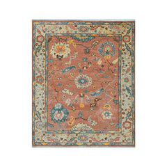 LoomBloom 8x10 Oriental Area Rug in Rust Arts & Crafts Oushak Wool Hand Knotted