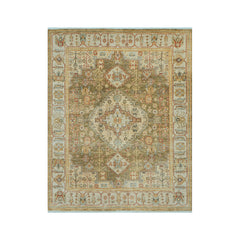 LoomBloom 8x10 Oriental Area Rug in Green Traditional Oushak Wool Hand Knotted