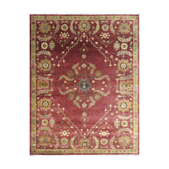 9x12 Raspberrry Sage Gold Color Hand Knotted Oushak Wool Traditional Oriental Rug