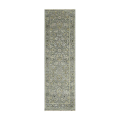 LoomBloom Multi Size Moss Handcrafted Oushak Wool Area Rug with Traditional Design