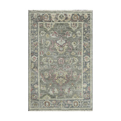 LoomBloom Multi Size Moss Handcrafted Oushak Wool Area Rug with Traditional Design