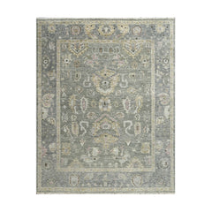 LoomBloom Multi Size Moss Handcrafted Oushak Wool Area Rug with Traditional Design