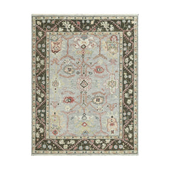LoomBloom Multi Size Moss Handcrafted Oushak Wool Area Rug with Traditional Design