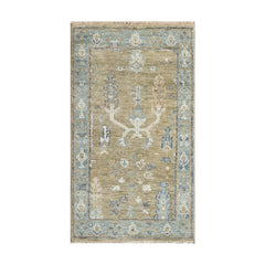 LoomBloom Traditional Oushak Wool Area Rug in Multi Size and Beige Hand Knotted Design