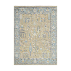LoomBloom Traditional Oushak Wool Area Rug in Multi Size and Beige Hand Knotted Design