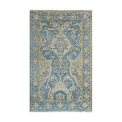 LoomBloom Aqua Traditional Oushak Wool Rug in Multi Sizes