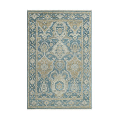 LoomBloom Aqua Traditional Oushak Wool Rug in Multi Sizes