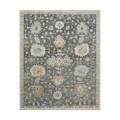 8x10 Graphite, Beige, Gold Color Hand Knotted Oushak Wool Traditional Oriental Rug