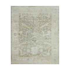 8x10 Olive Green, Beige Taupe Color Hand Knotted Oushak Wool Traditional Oriental Rug